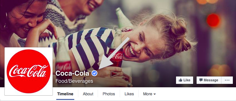 फेसबुक सत्यापित पेज --coca cola