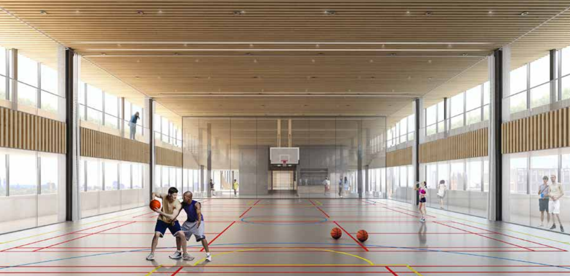 इनडोर स्पोर्ट्स हॉल, Googlers को लंदन के नज़ारों का आनंद लेते हुए बास्केटबॉल और अन्य खेल खेलने का अवसर प्रदान करेगा।
